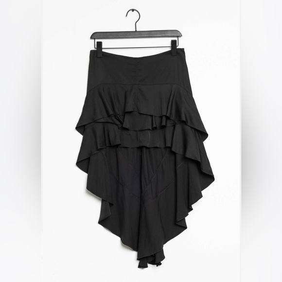 NWT Zara Black High Low Ruffle Detail Skirt, US XS - Picture 1 of 6